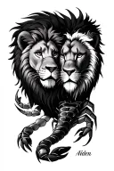 lion and scorpion with names Miles and Aiden tattoo design idea