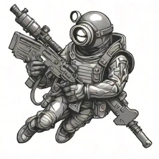 minion special forces with assault rifle tattoo design idea