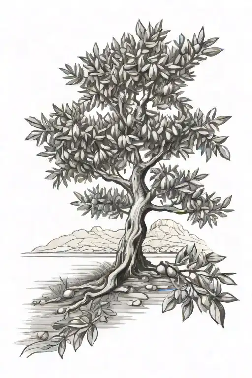 olive tree tattoo design idea