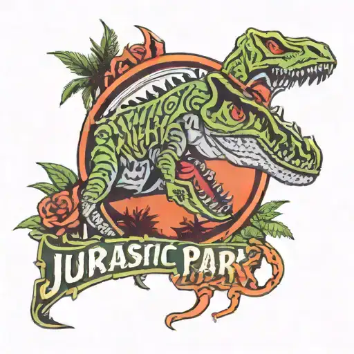 Jurassic park logo but instead of saying Jurassic park it say fuck cancer mirrored tattoo design idea