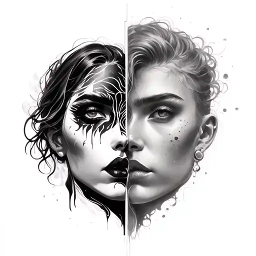 Gemini Two Face tattoo design idea