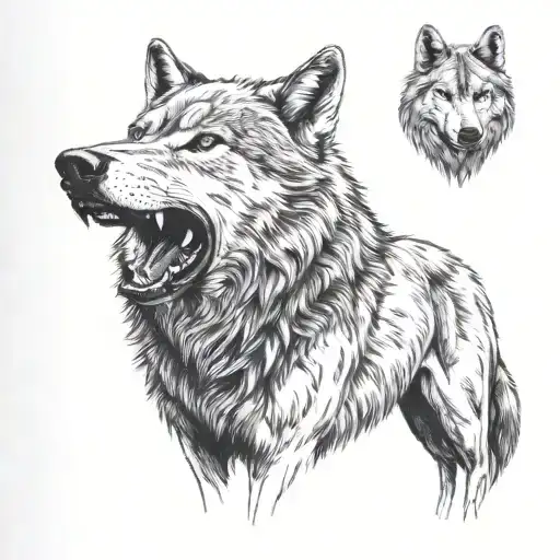 Protective Animal (Upper Arm): Alpha Wolf on the upper shoulder, showing strength, l tattoo design idea