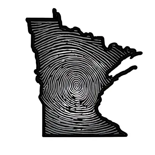 outline of Minnesota with a fingerprint of a loved one that passed tattoo design idea