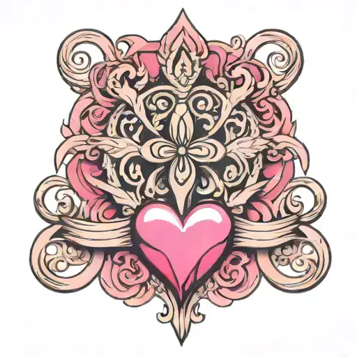 pink with infinity heart jewel tattoo design idea