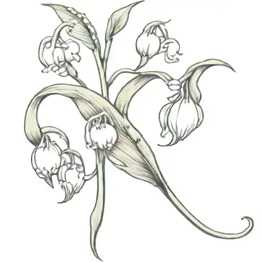 lily of the valley flower bud with two LL letters incorporating  tattoo design idea