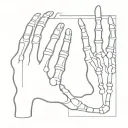 Skeleton hand with negative trait cards tattoo design idea