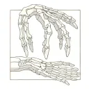 Skeleton hand with negative trait cards tattoo design idea
