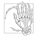 Skeleton hand with negative trait cards tattoo design idea