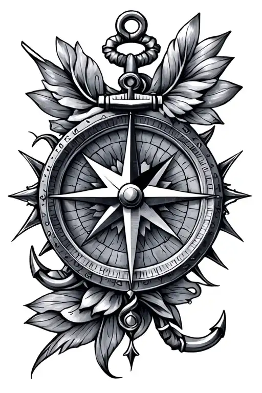 compass anchor rose sleeve tattoo tattoo design idea