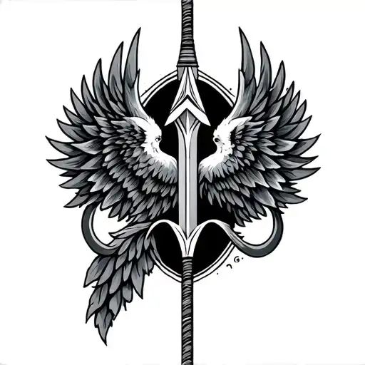 Arrow Sagittarius ornamental with wings tattoo design idea