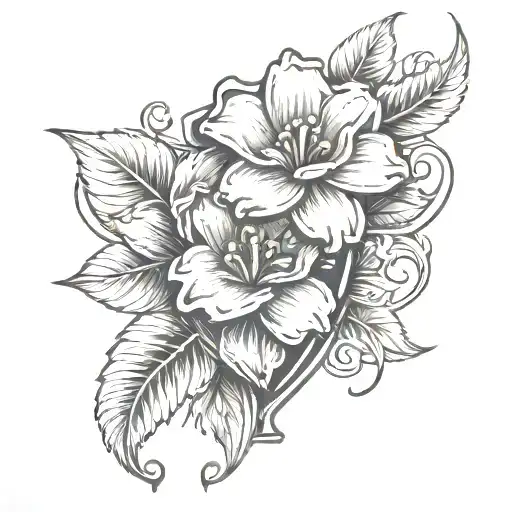 trophy winner with flower tattoo design idea