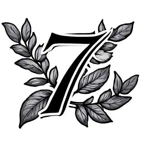 7 and laurel wreath  tattoo design idea