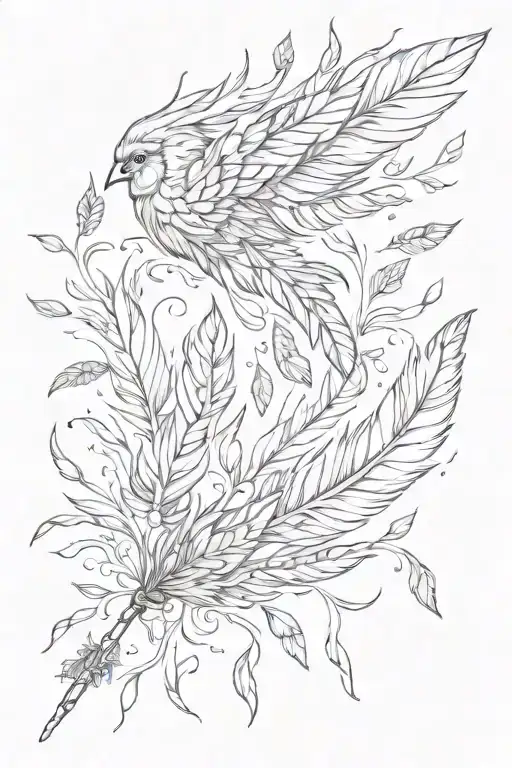 falling feathers tattoo design idea