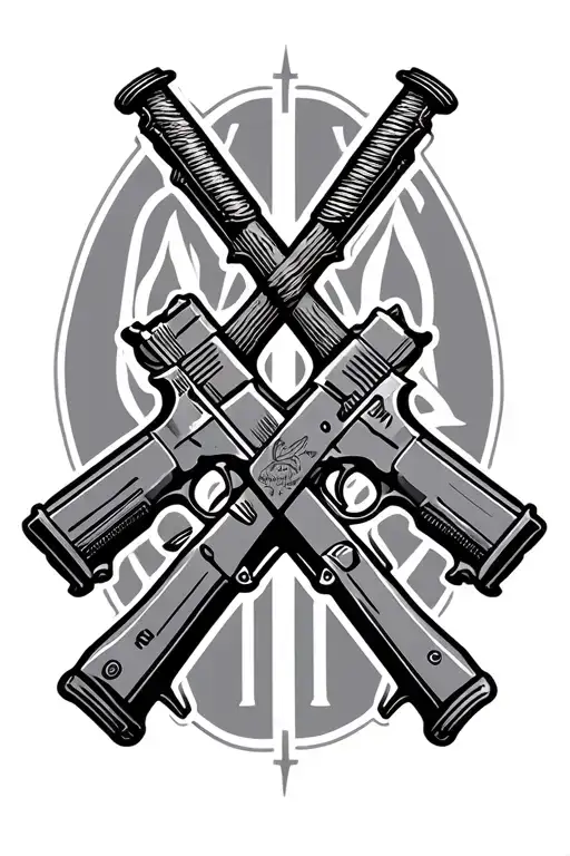 Army military police intertwined cross pistols crossing each other tattoo design idea