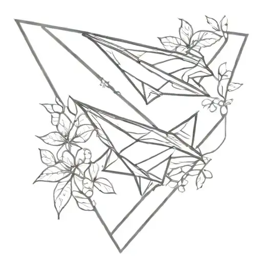 paper plane and vine tattoo tattoo design idea