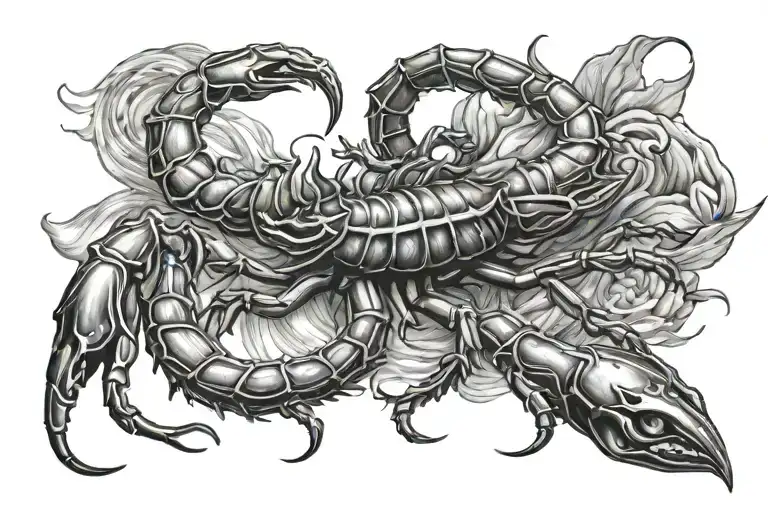 Scorpion witchcraft scene tattoo design idea
