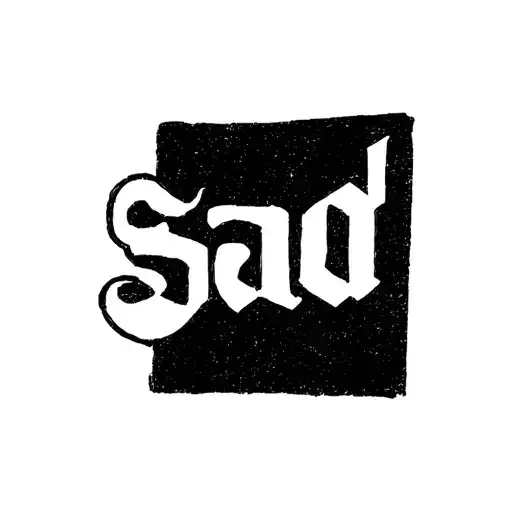 black rectangle with the word sad cut out in a bold font  tattoo design idea