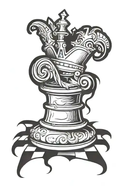 king chess piece wearing a crown tattoo design idea