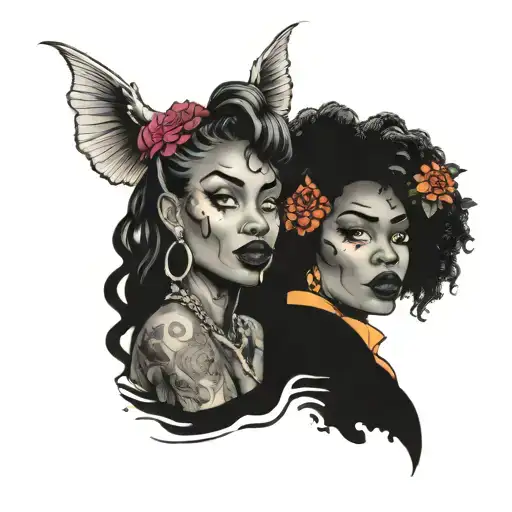 laugh now cry later black woman tattoo design idea