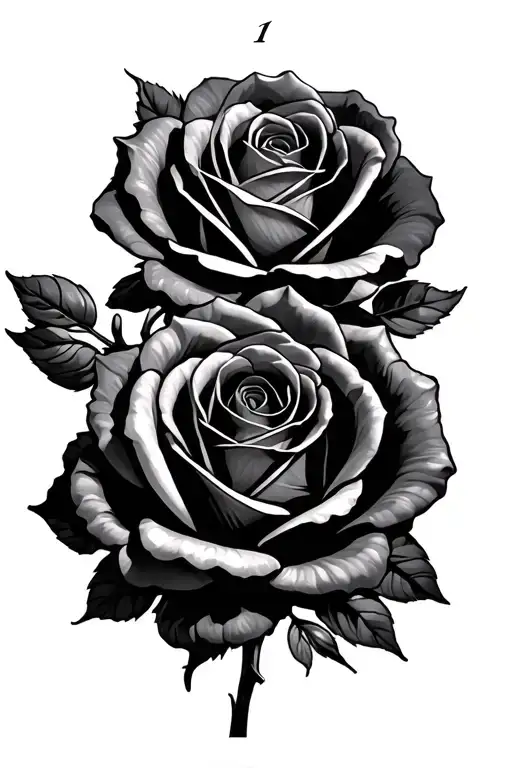Roses with roman numerals of 11 and 17 tattoo design idea