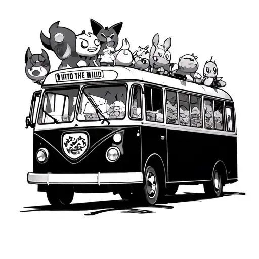 magic bus from into the wild movie with pokemon caracters in it tattoo design idea