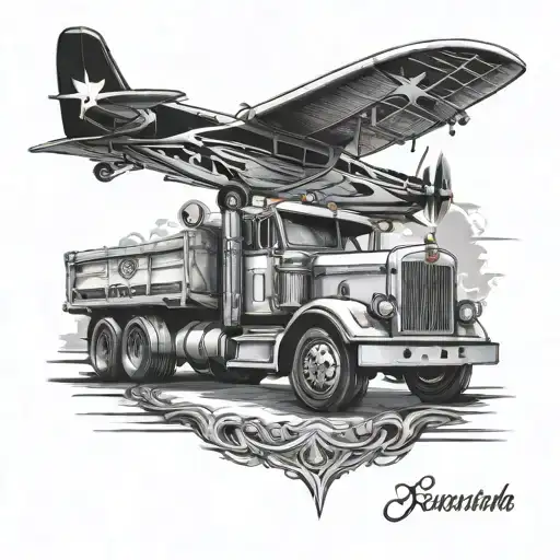 kenworth truck and cessna 150 tattoo design idea