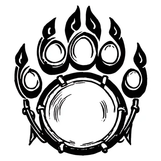bear paw drum logo tattoo design idea