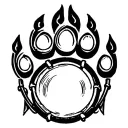 bear paw drum logo tattoo design idea