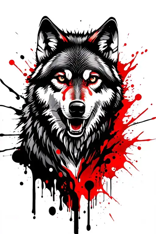 wolf and mountain tattoo design idea