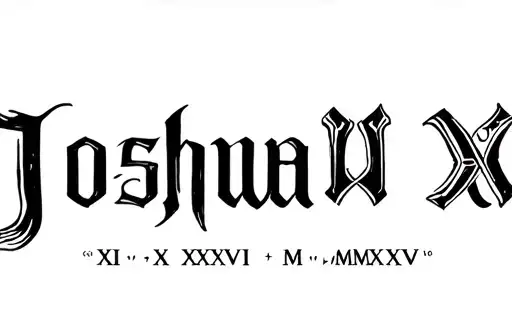 "Joshua
XI • XXVI • MMXXIV" tattoo design idea