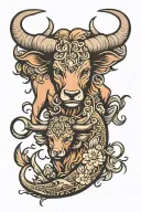 taurus protecting pisces tattoo design idea