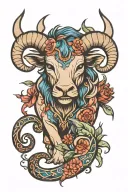 taurus protecting pisces tattoo design idea