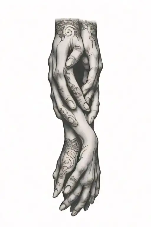 hands hugging tattoo design idea