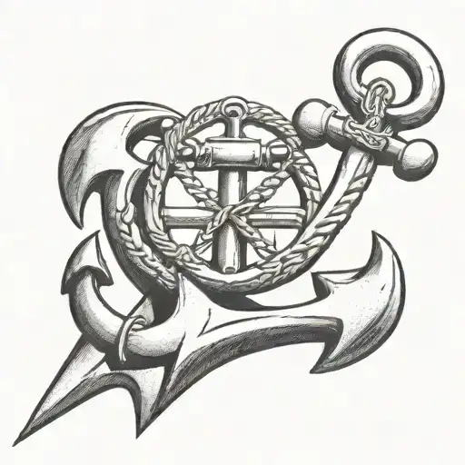 military anchor  tattoo design idea