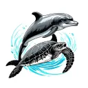 Dolphin And Turtle tattoo design idea