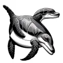 Dolphin And Turtle tattoo design idea