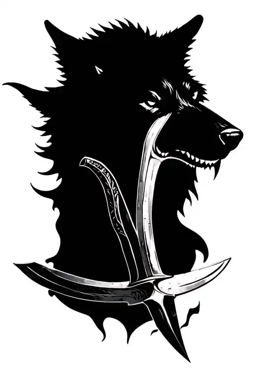 wolf head grownling horny dagger tattoo design tattoo design idea