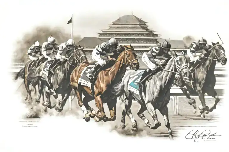 horse racing photo finish Kentucky derby churchill downs  tattoo design idea
