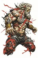 Zeus throw lighting bolt striking tattoo design idea