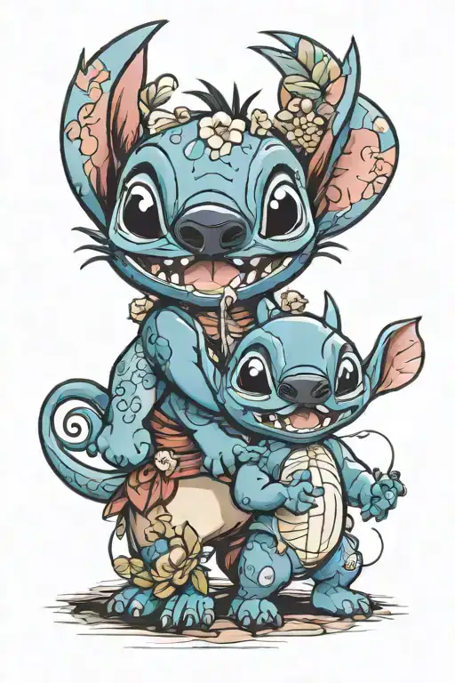 lilo and stitch with other experiments  tattoo design idea