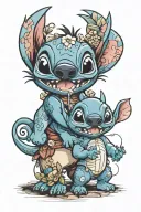 lilo and stitch with other experiments  tattoo design idea