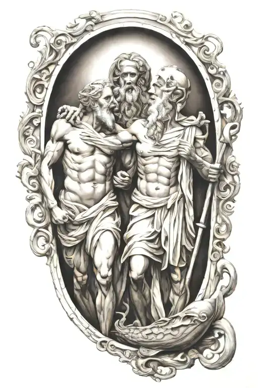 Asclepius and charon boatman tattoo design idea