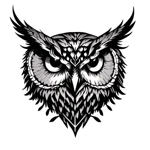 A gothic owl tatto on back of neck  tattoo design idea