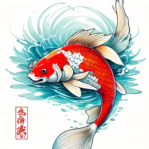 koi fish swimming gracefully tattoo design idea