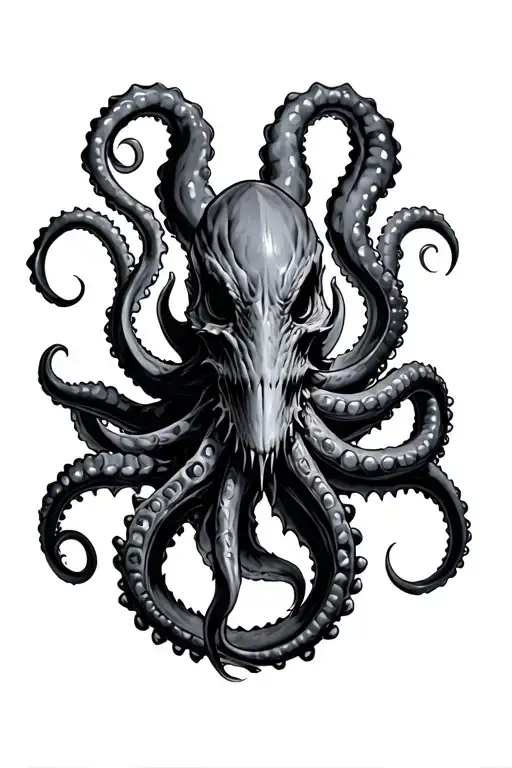 gothic kraken tattoo design idea