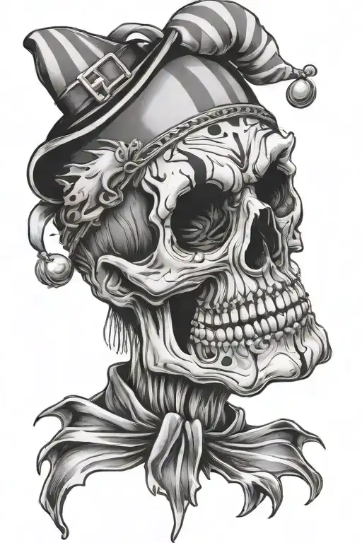 prison art skull clown tattoo design idea