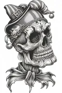 prison art skull clown tattoo design idea