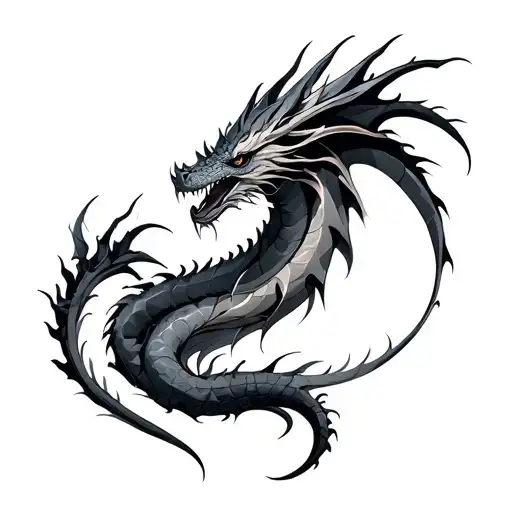 abstract dragon wrapped tattoo design idea