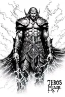 thor god with lighting storm tattoo design idea