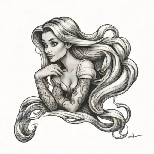Rapunzel pin up girl tattoo design idea